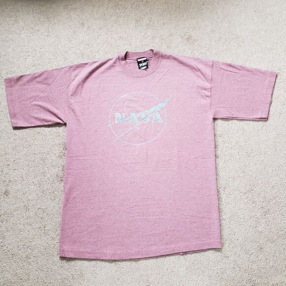 Vintage 90s NASA Size XL Mens USA Made Mens Light Red Signal Sports T-Shirt - Picture 2 of 7